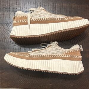 Dolce Vita Cream and Tan Platform Sneakers